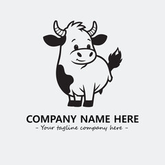 Cow illustration black and white for logo company vector image
