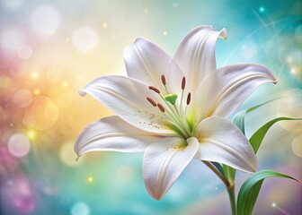 Close Up of White Lily Flower