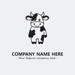 Cow illustration black and white for logo company vector image
