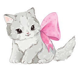 Hand Drawn cute cat sketch vector illustration, Kids Print design, children trend print on t-shirt © Alsu Art