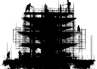 Temporary building silhouette design, Temporary building illustration art
