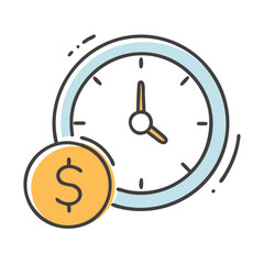 clock with money icon, clock with money vector illustration-simple illustration of clock with money, perfect for clock with money logos and icons