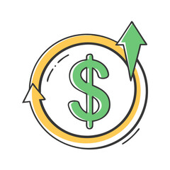 dollar sign with up arrow icon, dollar sign with up arrow vector illustration-simple illustration of dollar sign with up arrow, perfect for dollar sign with up arrow logos and icons
