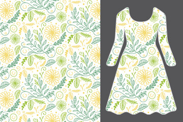 hand drawn floral motif in continuous line art format ideal for trendy women fashion fabrics and boutique dresses   © MuhammadUmar