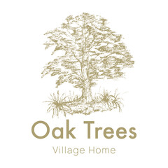 Obraz premium Oak tree logo with hand drawn style for natural brand looks beautiful