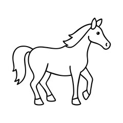 A Simple Line Drawing of a Horse Standing in Profile View