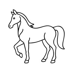 A Simple Line Drawing of a Horse Standing Sideways