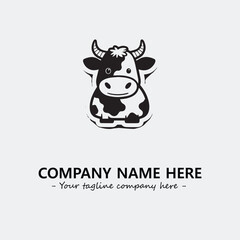 Cow illustration black and white for logo company vector image
