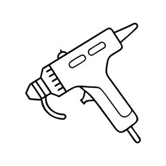 Line drawing of a hot glue gun tool for crafting and DIY projects