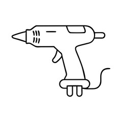A Detailed Line Drawing of a Hot Glue Gun with a Power Cord