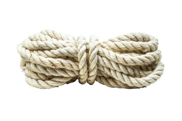 Obraz premium Natural jute rope coiled intricately on a clean background showcases its texture and craftsmanship in a minimalistic style isolated on transparent background