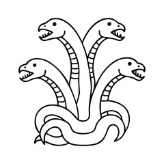A four headed serpentine creature mythical monster illustration graphic art design