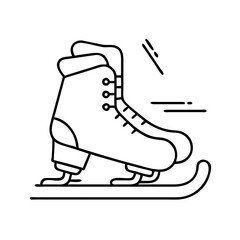 Ice Skates in Motion A Line Drawing of Winter Sports Equipment