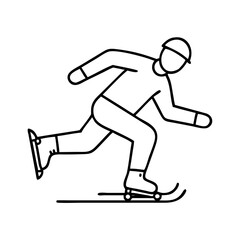 Speed Skating Athlete in Motion Winter Sports Illustration Line Art Graphic