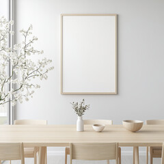 Elegant Dining Room with Minimalist Decor and Floral Arrangement