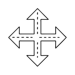 Four Arrows Pointing in Different Directions with Dashed Lines Graphic Design Element