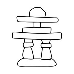 Line drawing of a simple Inuksuk structure a traditional landmark of the Inuit people