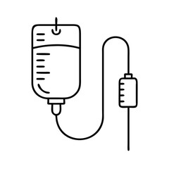 Intravenous Infusion Bag and Drip Chamber Medical Line Art Illustration