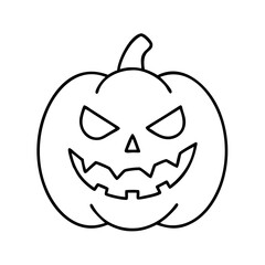 A Spooky Halloween Jacko'lantern Pumpkin Line Art Illustration Design Graphic