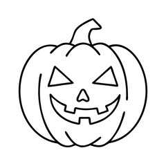 Spooky Halloween Jack O Lantern Pumpkin Line Art Illustration