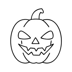 A Spooky Halloween Jack o Lantern Pumpkin Line Drawing Illustration