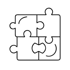 Four Piece Jigsaw Puzzle Interlocking Teamwork Collaboration Solution Concept