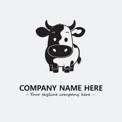 Cow illustration black and white for logo company vector image
