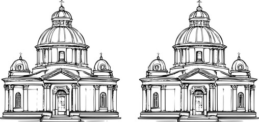 Two Baroque style Mausoleums designs, Baroque style Mausoleums vector graphic
