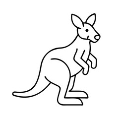 Line Art Drawing of a Kangaroo Standing on Two Legs
