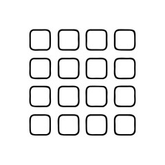 A grid of twelve empty squares a simple black and white icon design showing a grid layout for app interfaces websites or user interfaces