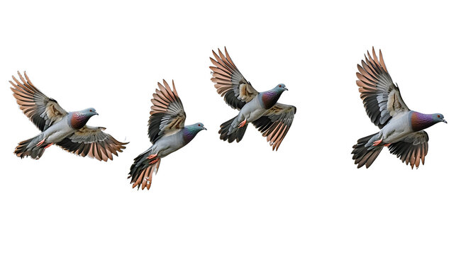 Consecutive images of a woodpigeon in flight