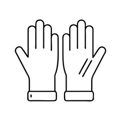 A pair of simple line drawing gloves showing a pair of hands wearing protective gloves