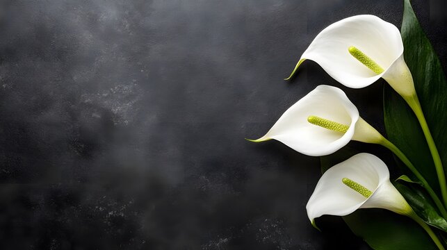 Elegant White Calla Lilies on Dark Background Funeral Sympathy Card