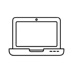 Simple Line Drawing of a Closed Laptop Computer Showing Screen Webcam and Buttons