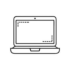 Simple Line Drawing of a Closed Laptop Computer Screen Display Technology Device