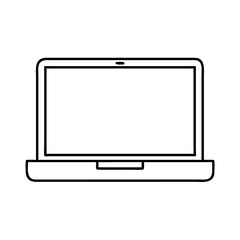 Simple Line Drawing of a Modern Laptop Computer for Technology Concepts
