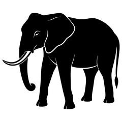 Fototapeta premium AI Generated African Forest Elephant Vector Silhouette Isolate White Background