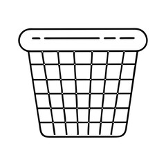 A Simple Line Drawing of an Empty Laundry Basket for Clothes or Items