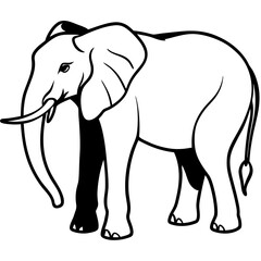 Fototapeta premium AI Generated African Forest Elephant Vector Silhouette Isolate White Background