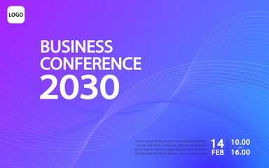 Obraz premium Banner to the online conference background. Web media event. Dynamic Background. Futuristic Poster for Corporate Meeting, Online Courses, Webinar, Seminar. Conference, Business Event Announcement. 