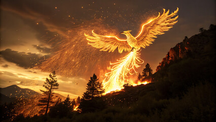 Phoenix Made of Fire and Light – Magical Fantasy Art