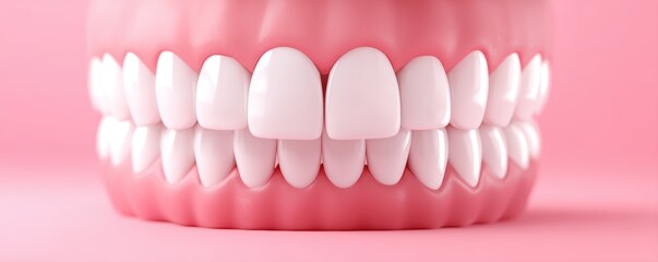 Obraz premium A digitally created panoramic view of a healthy mouth, highlighting gum health and perfect teeth - tartar professional industry disease care