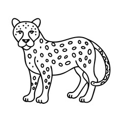 A Line Drawing of a Cheetah Standing Gracefully in Profile View
