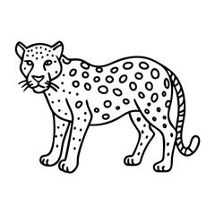A Line Drawing of a Spotted Leopard a Majestic Wild Cat of Africa