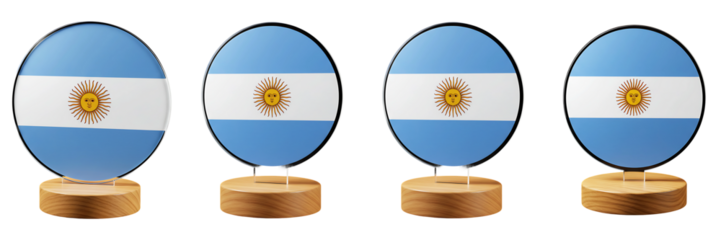 Argentina Flag on Wooden Stand On Transparent Background

