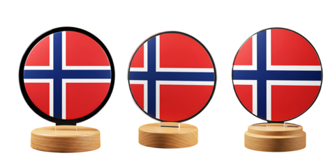 Norway Flag Round Icon Set On Transparent Background

