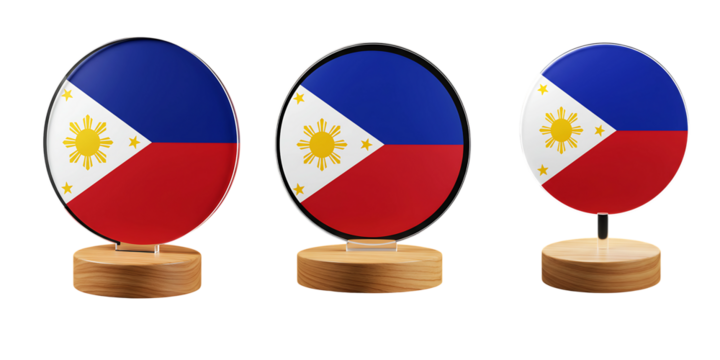 Philippines Flag Round Icon Set On Transparent Background

