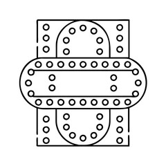 Vintage Illuminated Sign Design with Circular Lights and Rectangular Frame