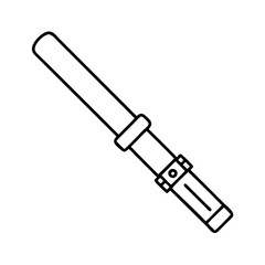 Line art illustration of a futuristic weapon or tool resembling a lightsaber