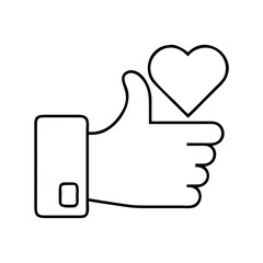 A Hand Giving a Heart Icon Line Art Graphic Design Illustration